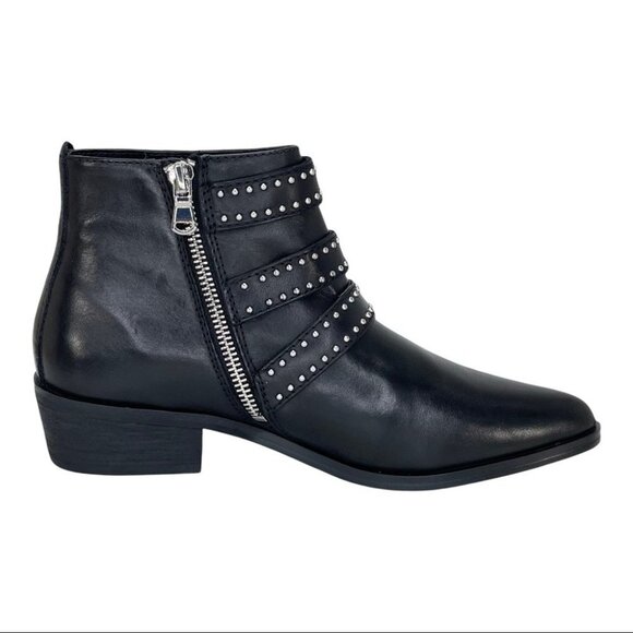 Aqua Blane Black Leather Womens Ankle Boots Size 7.5M - Picture 3 of 12